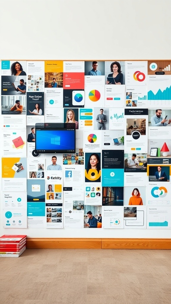 A vision board filled with various online courses and educational content.