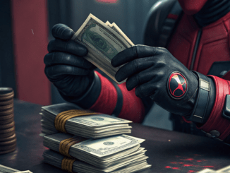 deadpool style hands counting ai generated cash
